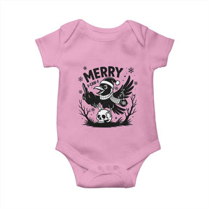Merry F Caw F Christmas Raven Baby Onesie Funny Holiday Gift TS12 Light Pink Print Your Wear