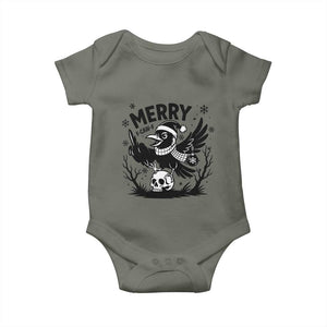 Merry F Caw F Christmas Raven Baby Onesie Funny Holiday Gift TS12 Military Green Print Your Wear