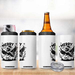 Merry F Caw F Christmas Raven 4 in 1 Can Cooler Tumbler Funny Holiday Gift - Print Your Wear