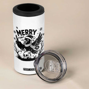 Merry F Caw F Christmas Raven 4 in 1 Can Cooler Tumbler Funny Holiday Gift - Print Your Wear