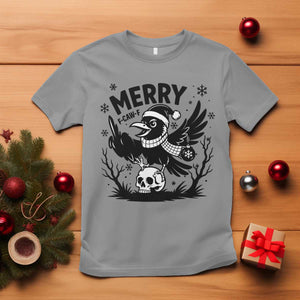 Merry F Caw F Christmas Raven T Shirt Funny Holiday Gift - Print Your Wear