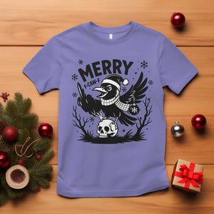 Merry F Caw F Christmas Raven T Shirt Funny Holiday Gift - Print Your Wear