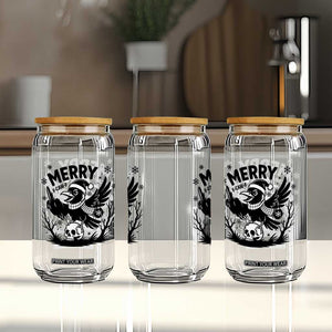 Merry F Caw F Christmas Raven Glass Can Funny Holiday Gift - Print Your Wear