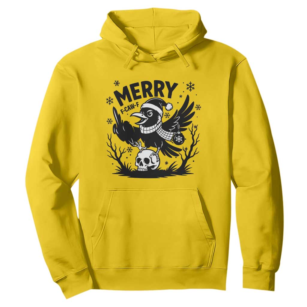 Merry F Caw F Christmas Raven Hoodie Funny Holiday Gift TS12 Daisy Print Your Wear