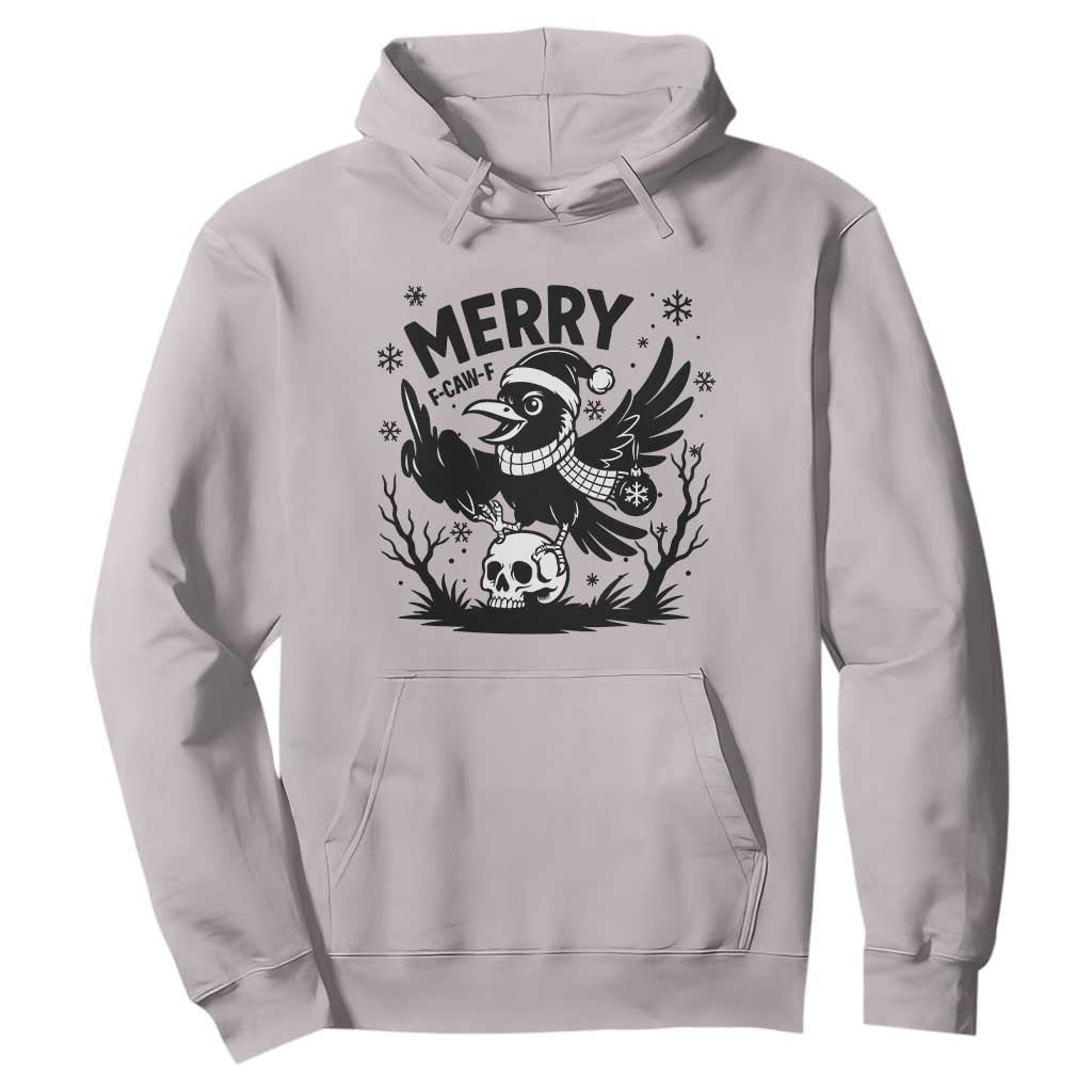 Merry F Caw F Christmas Raven Hoodie Funny Holiday Gift TS12 Ice Gray Print Your Wear