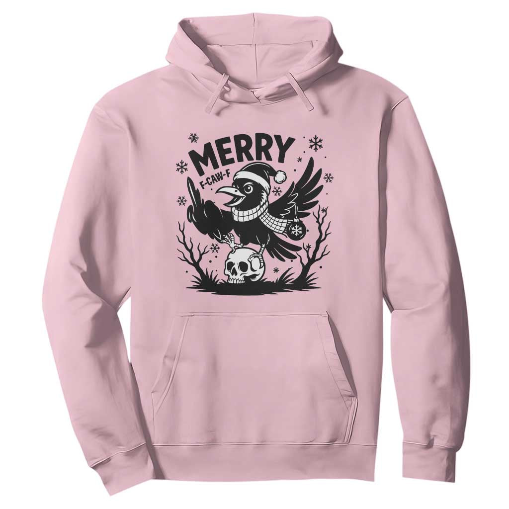 Merry F Caw F Christmas Raven Hoodie Funny Holiday Gift TS12 Light Pink Print Your Wear