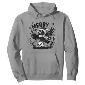 Merry F Caw F Christmas Raven Hoodie Funny Holiday Gift - Print Your Wear