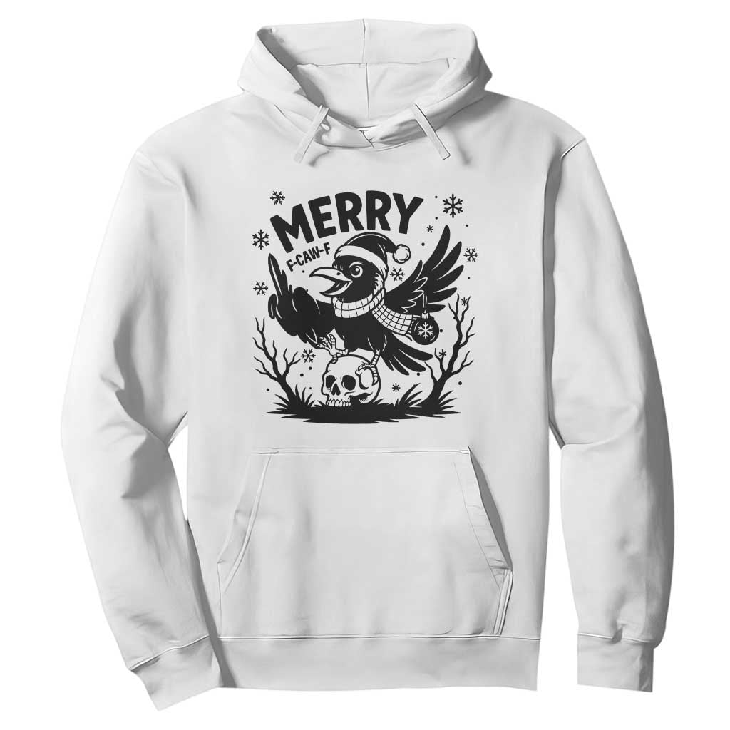 Merry F Caw F Christmas Raven Hoodie Funny Holiday Gift TS12 White Print Your Wear