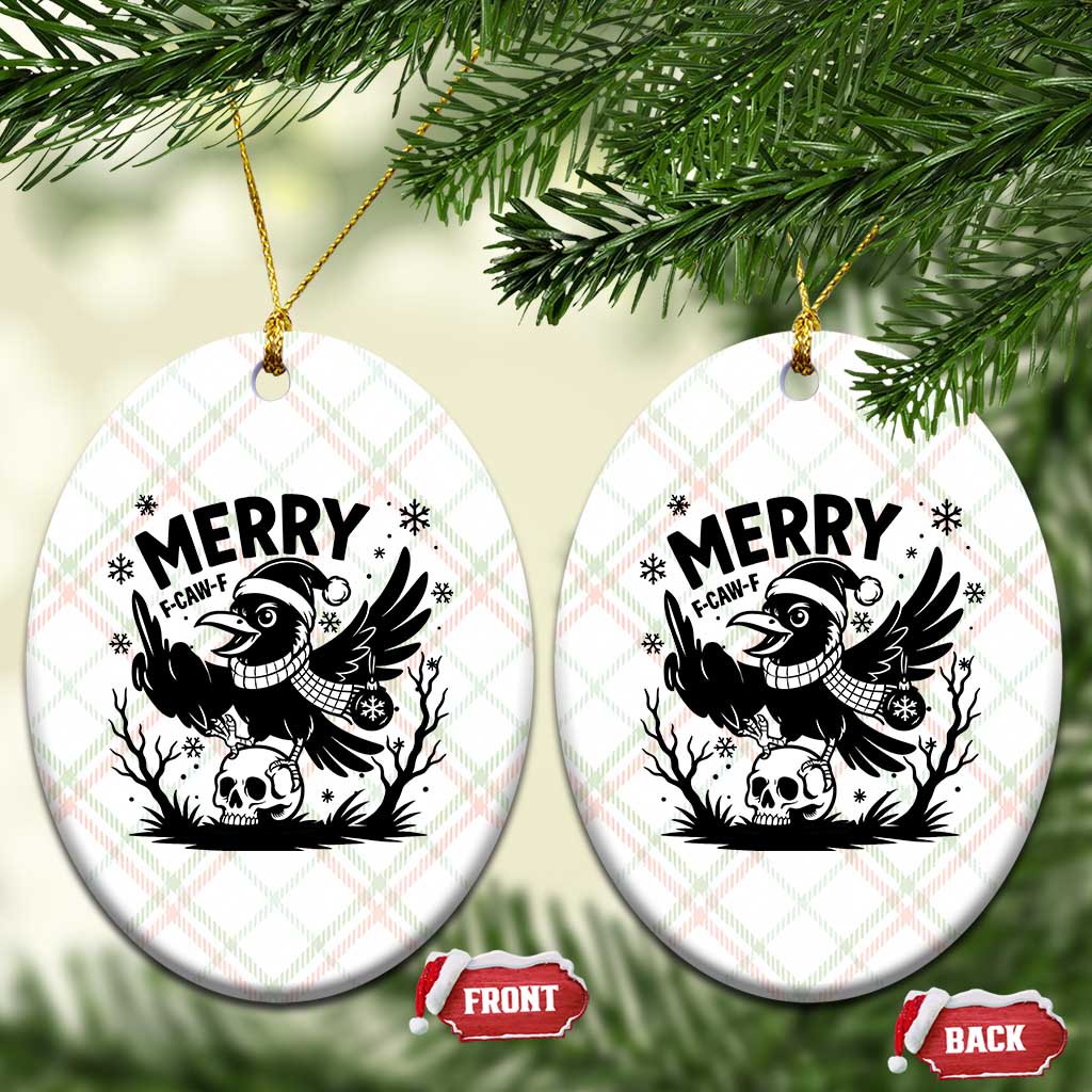 Merry F Caw F Xmas Raven Ceramic Ornament Funny Holiday Gift TS12 Print Your Wear