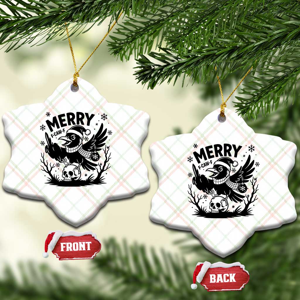 Merry F Caw F Xmas Raven Ceramic Ornament Funny Holiday Gift TS12 Print Your Wear