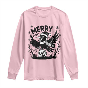 Merry F Caw F Christmas Raven Long Sleeve Shirt Funny Holiday Gift TS12 Light Pink Print Your Wear