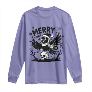 Merry F Caw F Christmas Raven Long Sleeve Shirt Funny Holiday Gift TS12 Violet Print Your Wear