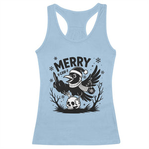 Merry F Caw F Christmas Raven Racerback Tank Top Funny Holiday Gift TS12 Light Blue Print Your Wear