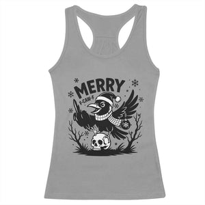 Merry F Caw F Christmas Raven Racerback Tank Top Funny Holiday Gift TS12 Sport Gray Print Your Wear