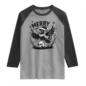 Merry F Caw F Christmas Raven Raglan Shirt Funny Holiday Gift TS12 Sport Gray Black Print Your Wear
