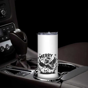 Merry F Caw F Christmas Raven Skinny Tumbler Funny Holiday Gift - Print Your Wear