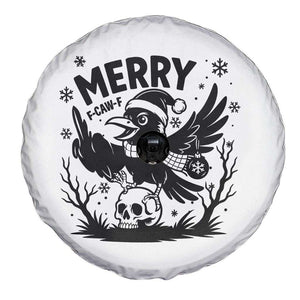 Merry F Caw F Christmas Raven Spare Tire Cover Funny Holiday Gift - Print Your Wear