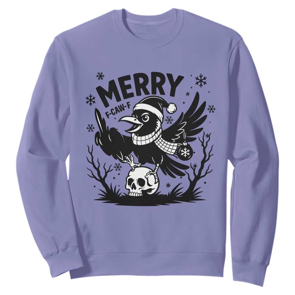 Merry F Caw F Christmas Raven Sweatshirt Funny Holiday Gift TS12 Violet Print Your Wear