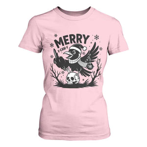 Merry F Caw F Christmas Raven T Shirt For Women Funny Holiday Gift TS12 Light Pink Print Your Wear