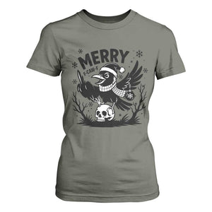 Merry F Caw F Christmas Raven T Shirt For Women Funny Holiday Gift TS12 Military Green Print Your Wear