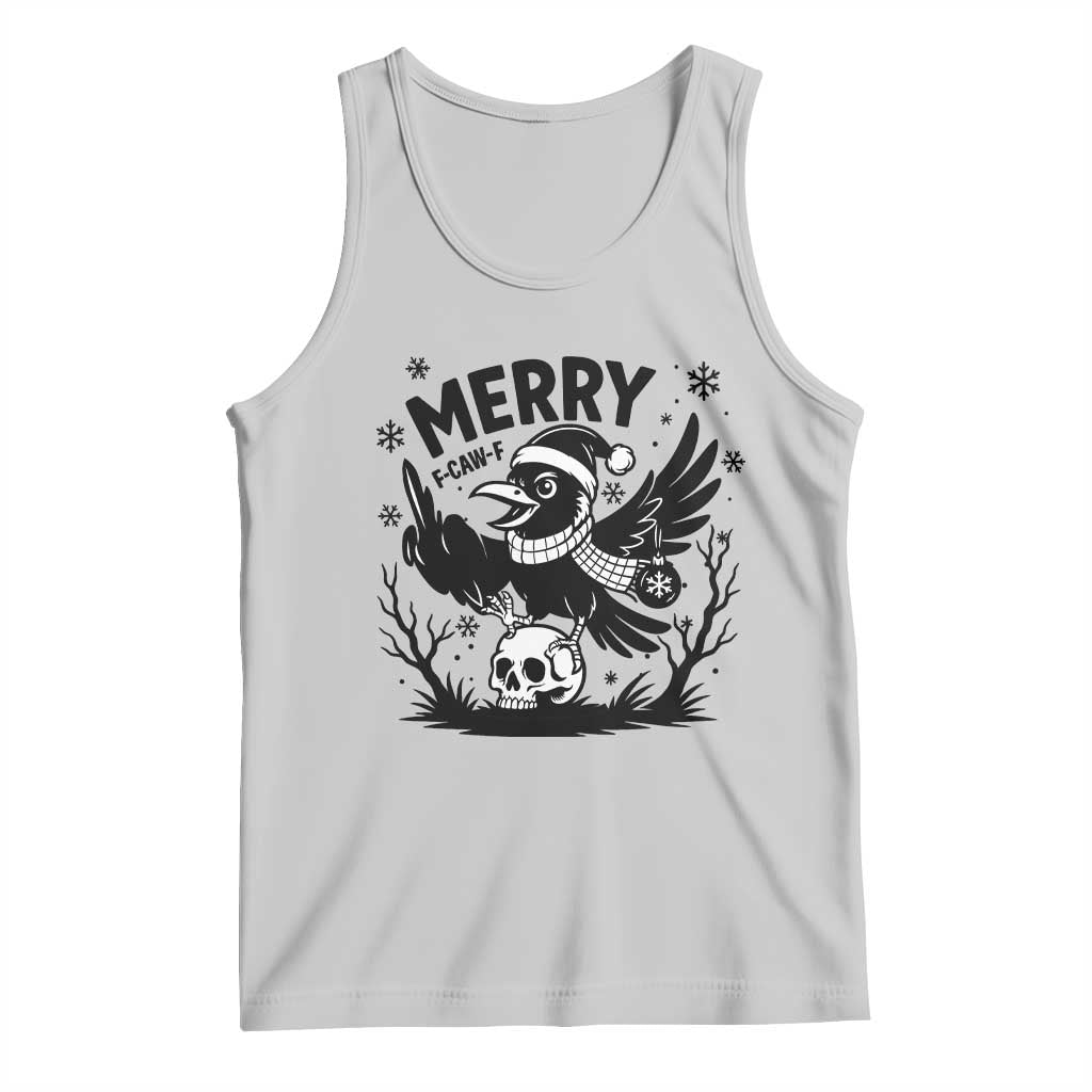 Merry F Caw F Christmas Raven Tank Top Funny Holiday Gift TS12 Ash Print Your Wear