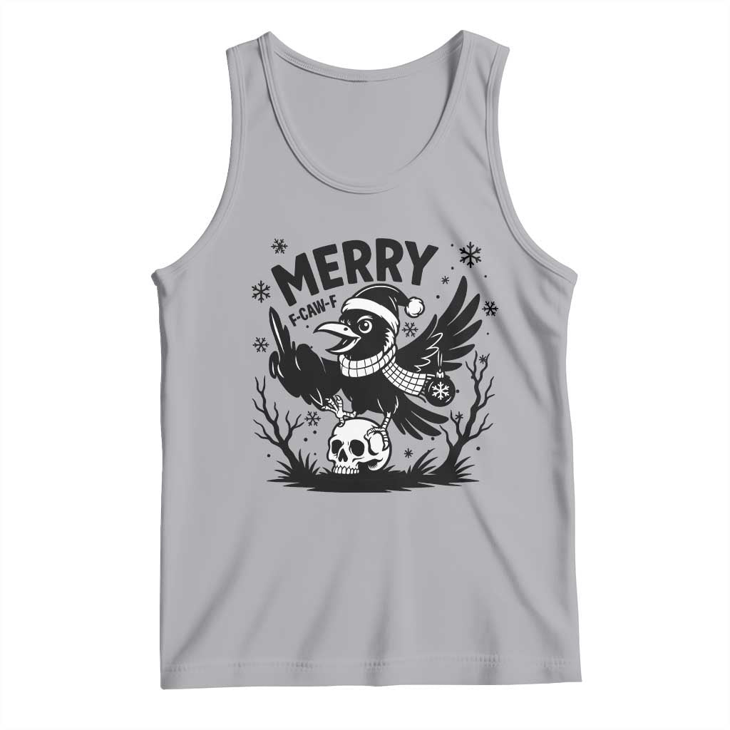 Merry F Caw F Christmas Raven Tank Top Funny Holiday Gift TS12 Athletic Heather Print Your Wear