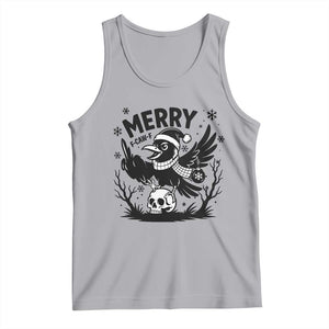 Merry F Caw F Christmas Raven Tank Top Funny Holiday Gift - Print Your Wear