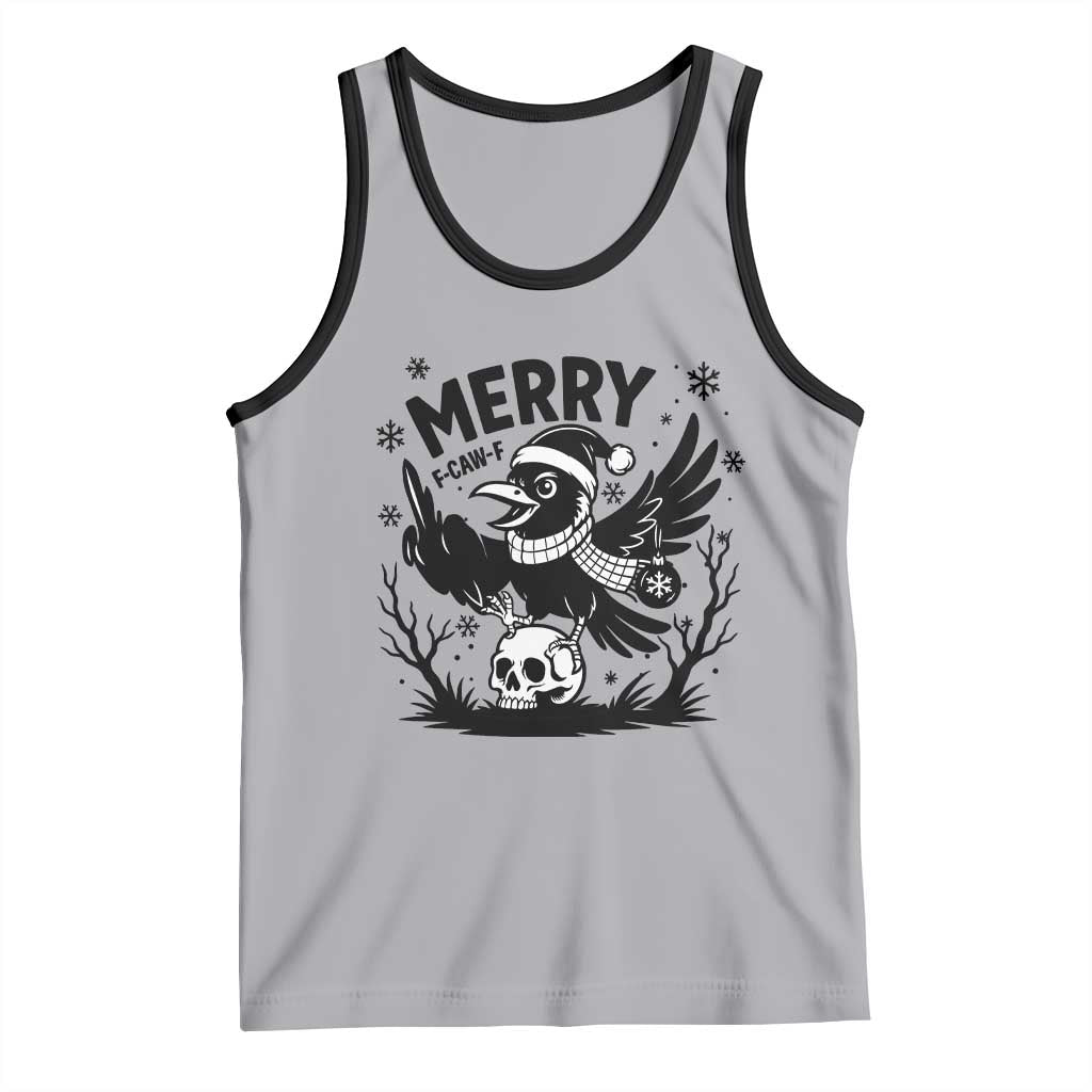 Merry F Caw F Christmas Raven Tank Top Funny Holiday Gift TS12 Athletic Heather Black Print Your Wear