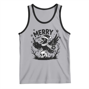 Merry F Caw F Christmas Raven Tank Top Funny Holiday Gift TS12 Athletic Heather Black Print Your Wear