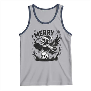Merry F Caw F Christmas Raven Tank Top Funny Holiday Gift TS12 Athletic Heather Navy Print Your Wear
