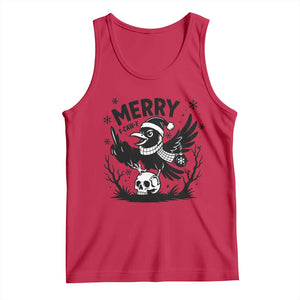 Merry F Caw F Christmas Raven Tank Top Funny Holiday Gift - Print Your Wear