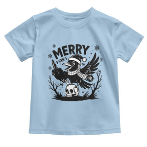Merry F Caw F Christmas Raven Toddler T Shirt Funny Holiday Gift TS12 Light Blue Print Your Wear