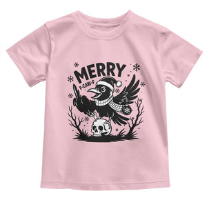 Merry F Caw F Christmas Raven Toddler T Shirt Funny Holiday Gift TS12 Light Pink Print Your Wear