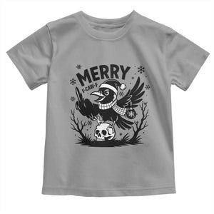 Merry F Caw F Christmas Raven Toddler T Shirt Funny Holiday Gift TS12 Sport Gray Print Your Wear