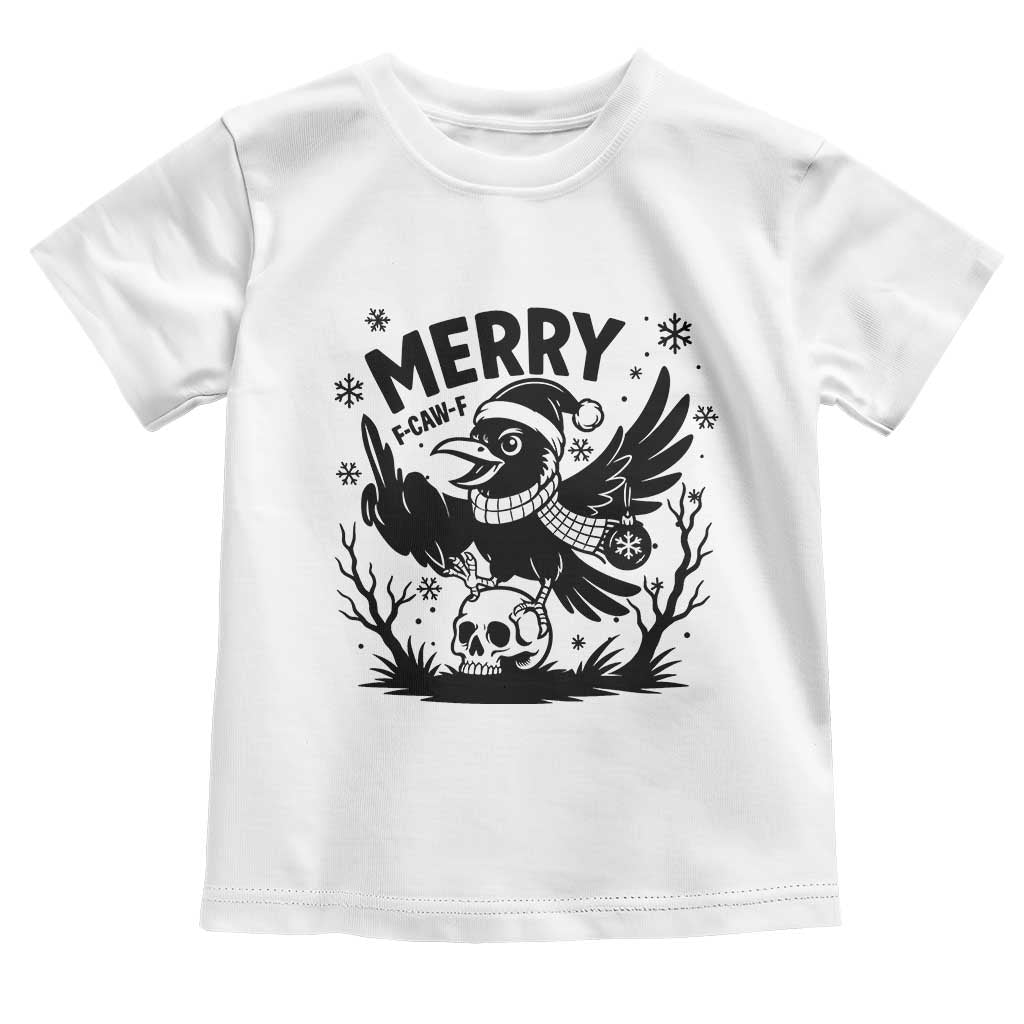 Merry F Caw F Christmas Raven Toddler T Shirt Funny Holiday Gift TS12 White Print Your Wear