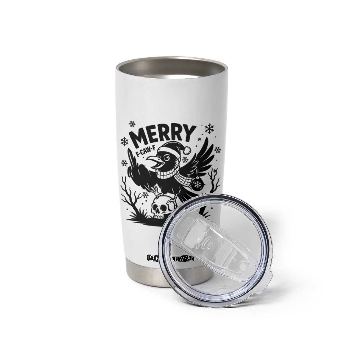 Merry F Caw F Christmas Raven Tumbler Cup Funny Holiday Gift TS12 Print Your Wear