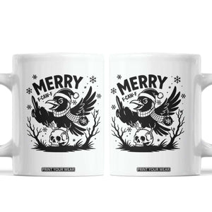 Merry F Caw F Christmas Raven Coffee Mug Funny Holiday Gift - Print Your Wear