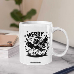 Merry F Caw F Christmas Raven Coffee Mug Funny Holiday Gift - Print Your Wear