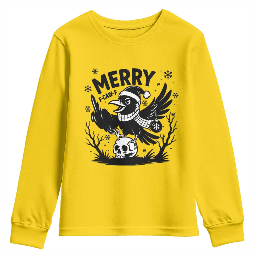 Merry F Caw F Christmas Raven Youth Sweatshirt Funny Holiday Gift TS12 Daisy Print Your Wear