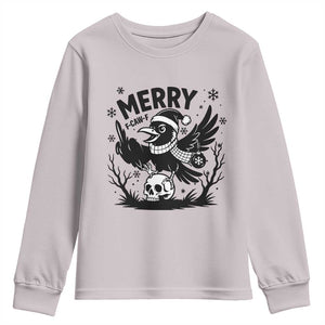 Merry F Caw F Christmas Raven Youth Sweatshirt Funny Holiday Gift TS12 Ice Gray Print Your Wear