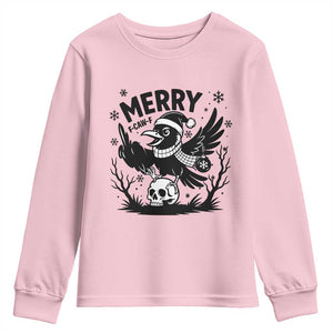 Merry F Caw F Christmas Raven Youth Sweatshirt Funny Holiday Gift TS12 Light Pink Print Your Wear
