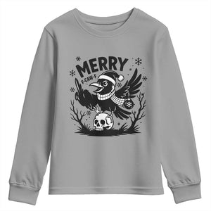 Merry F Caw F Christmas Raven Youth Sweatshirt Funny Holiday Gift TS12 Sport Gray Print Your Wear