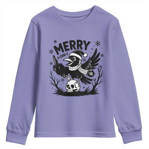 Merry F Caw F Christmas Raven Youth Sweatshirt Funny Holiday Gift TS12 Violet Print Your Wear