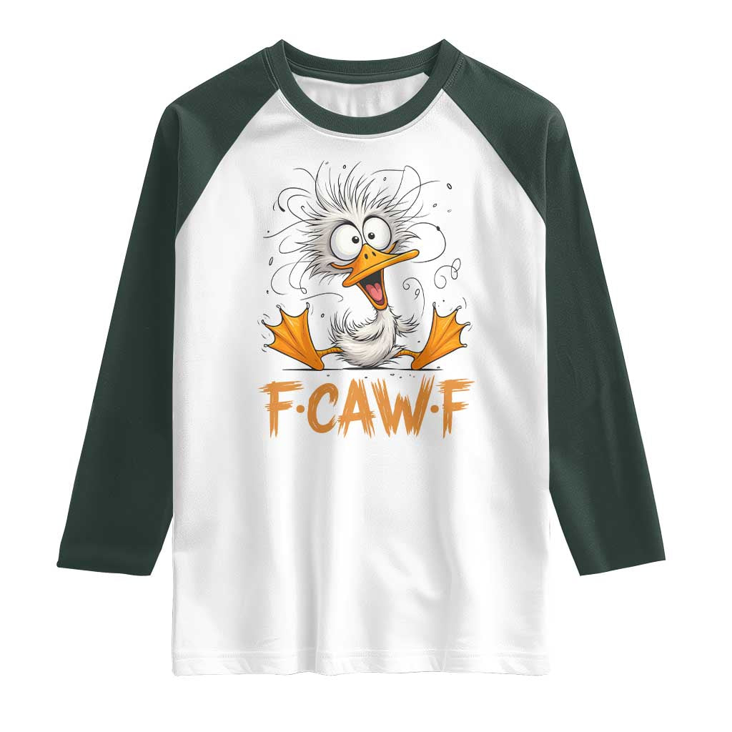 F Quack F Duck Lover Raglan Shirt Funny Farm Gift TS12 White Dark Forest Green Print Your Wear