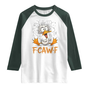 F Quack F Duck Lover Raglan Shirt Funny Farm Gift TS12 White Dark Forest Green Print Your Wear