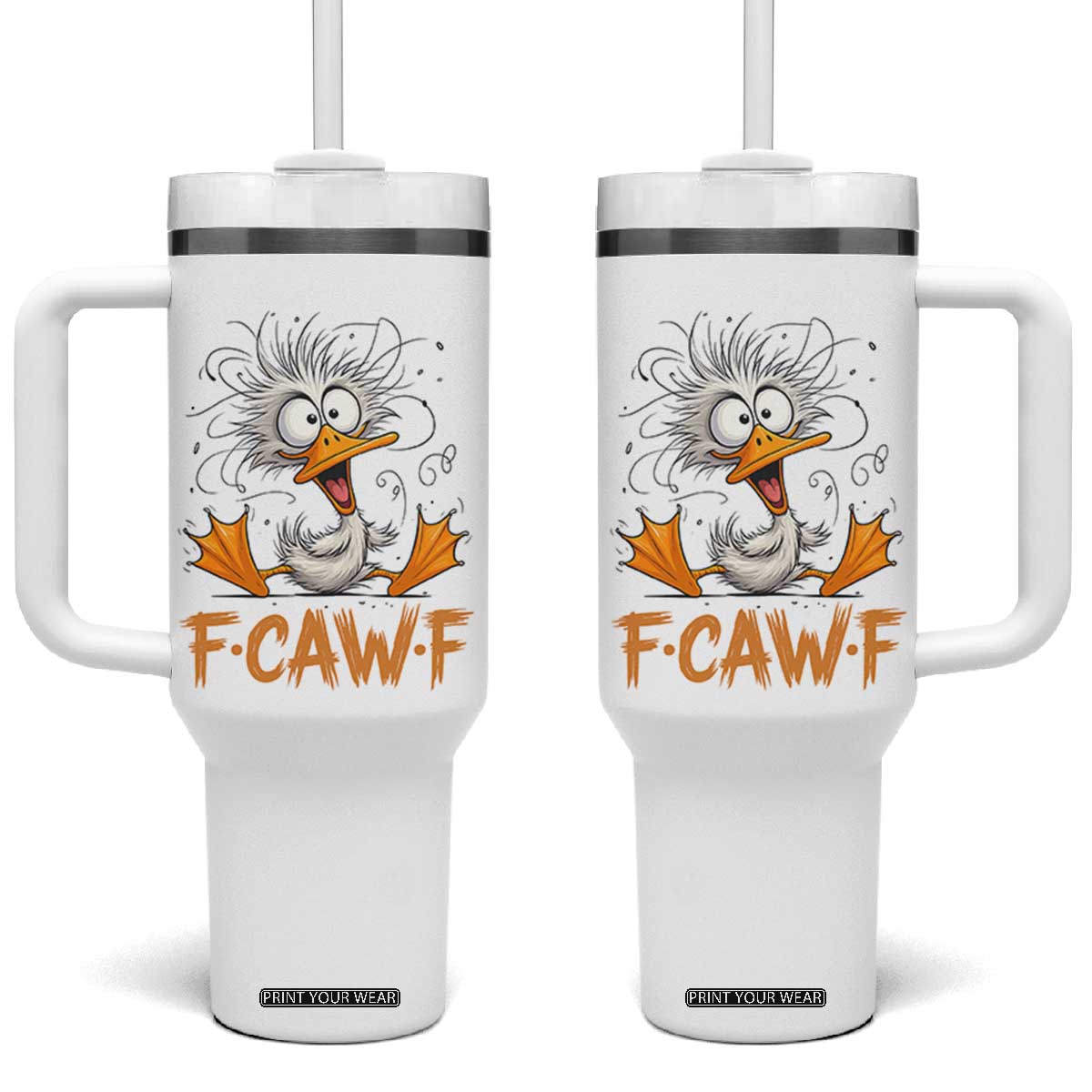 F Quack F Duck Lover Tumbler With Handle Funny Farm Gift TS12 One Size: 40 oz White Print Your Wear