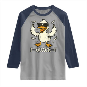 Funny F Quack F Silly Duck Sarcastic Joke Gift Raglan Shirt TS12 Sport Gray Navy Print Your Wear
