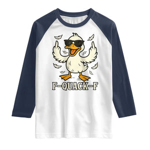 Funny F Quack F Silly Duck Sarcastic Joke Gift Raglan Shirt TS12 White Navy Print Your Wear