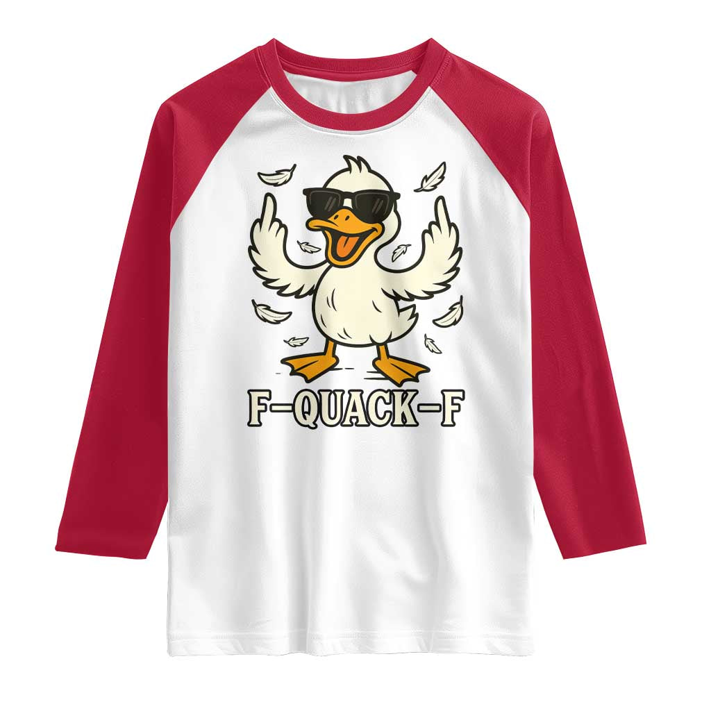 Funny F Quack F Silly Duck Sarcastic Joke Gift Raglan Shirt TS12 White Red Print Your Wear