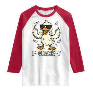 Funny F Quack F Silly Duck Sarcastic Joke Gift Raglan Shirt TS12 White Red Print Your Wear